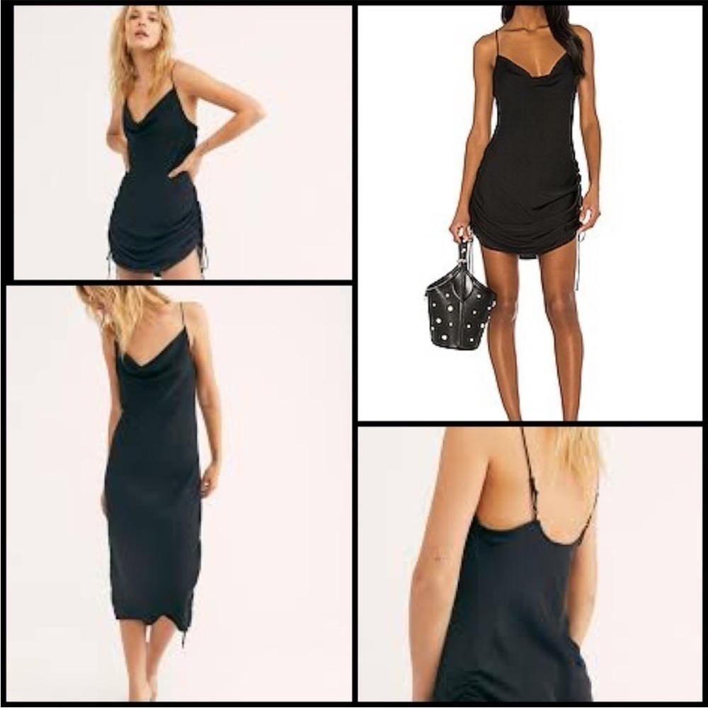 Free People Black Ruched Dress
